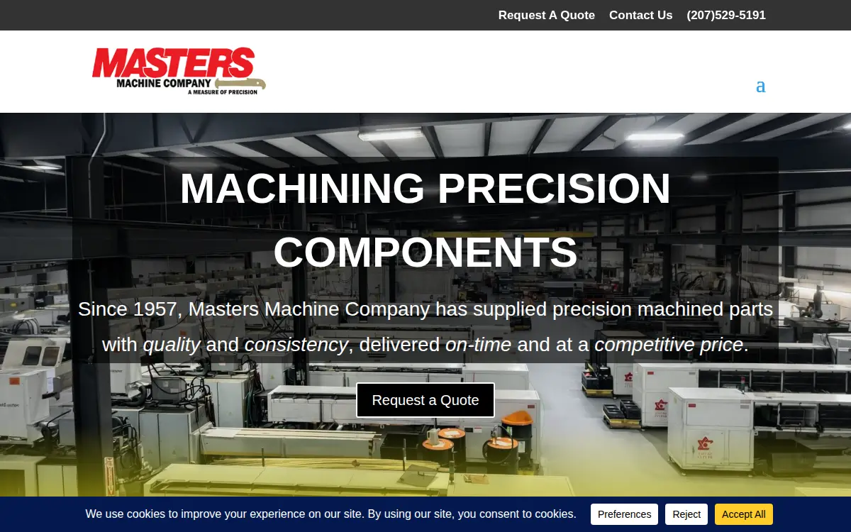 Homepage of Masters Machine Company