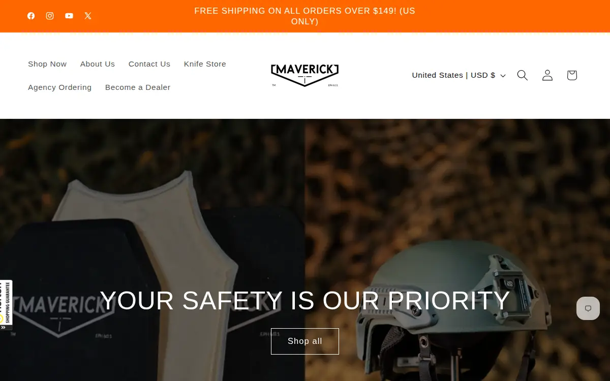 Homepage of Maverick Tactical LLC