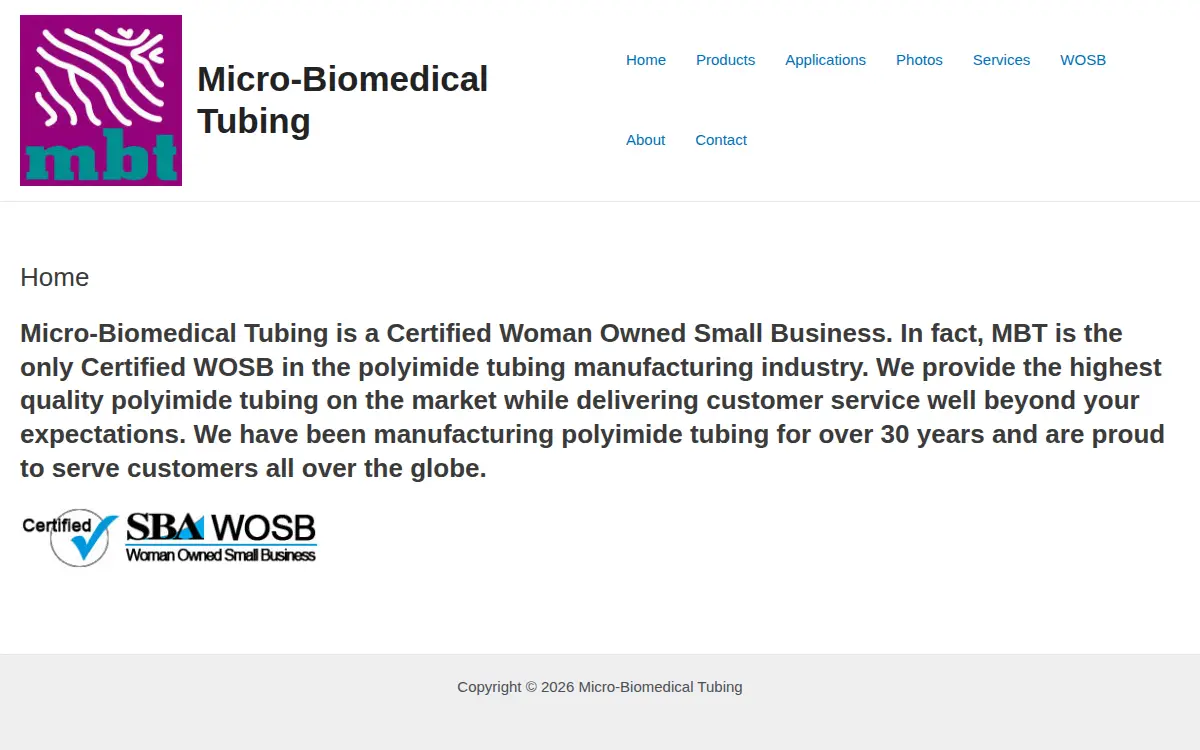 Homepage of Micro-biomedical Tubing INC