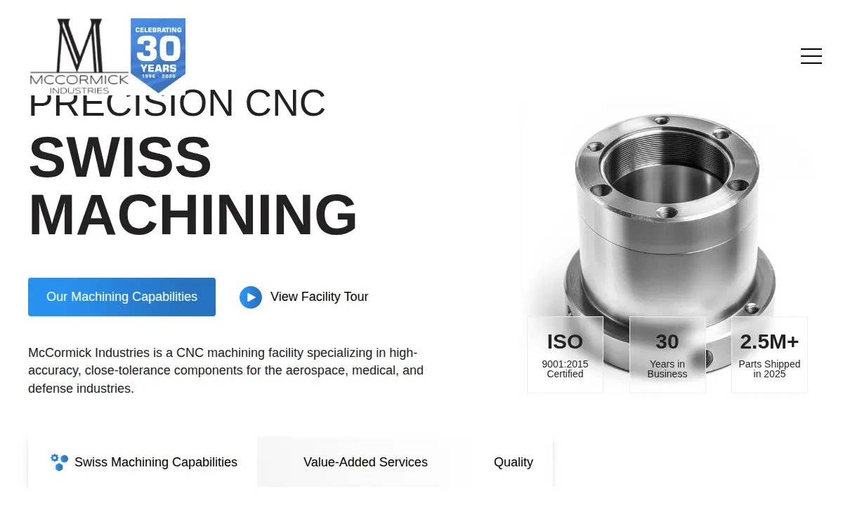 Homepage of Mccormick Industries INC