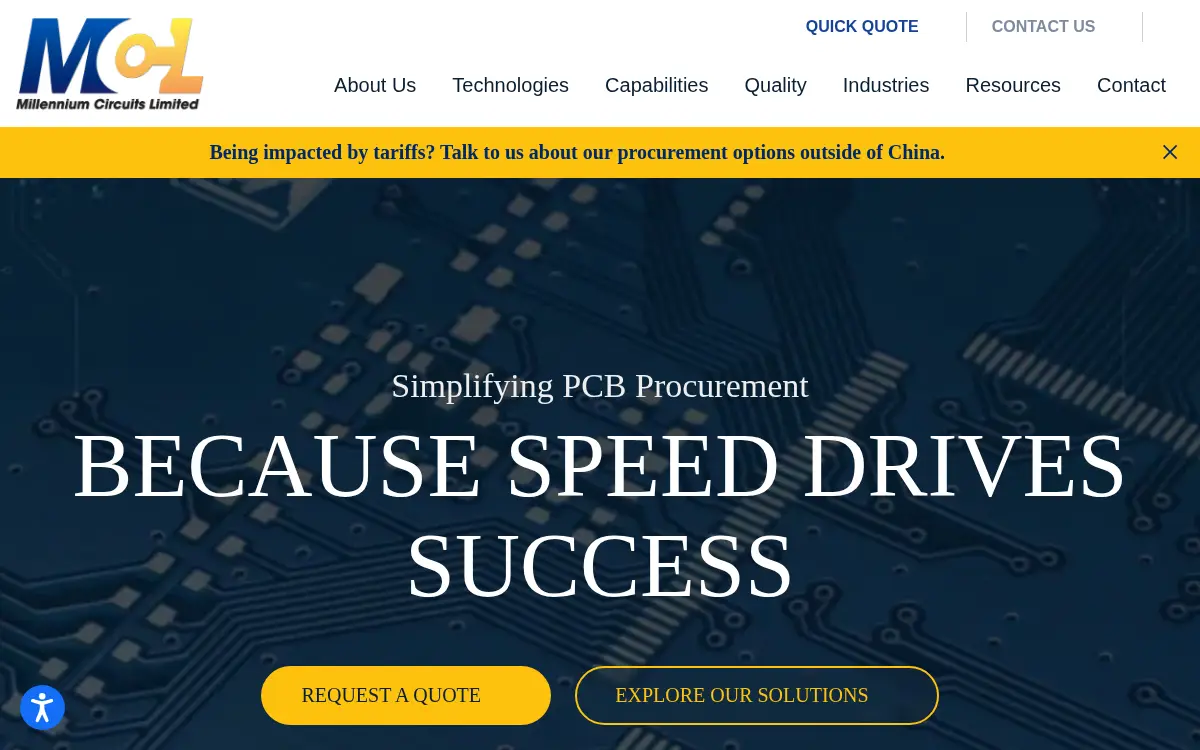 Homepage of Millennium Circuits LTD