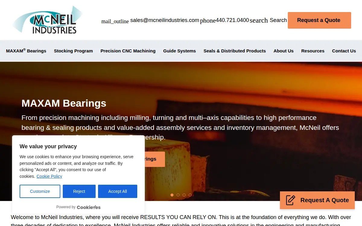 Homepage of Mcneil Industries INC