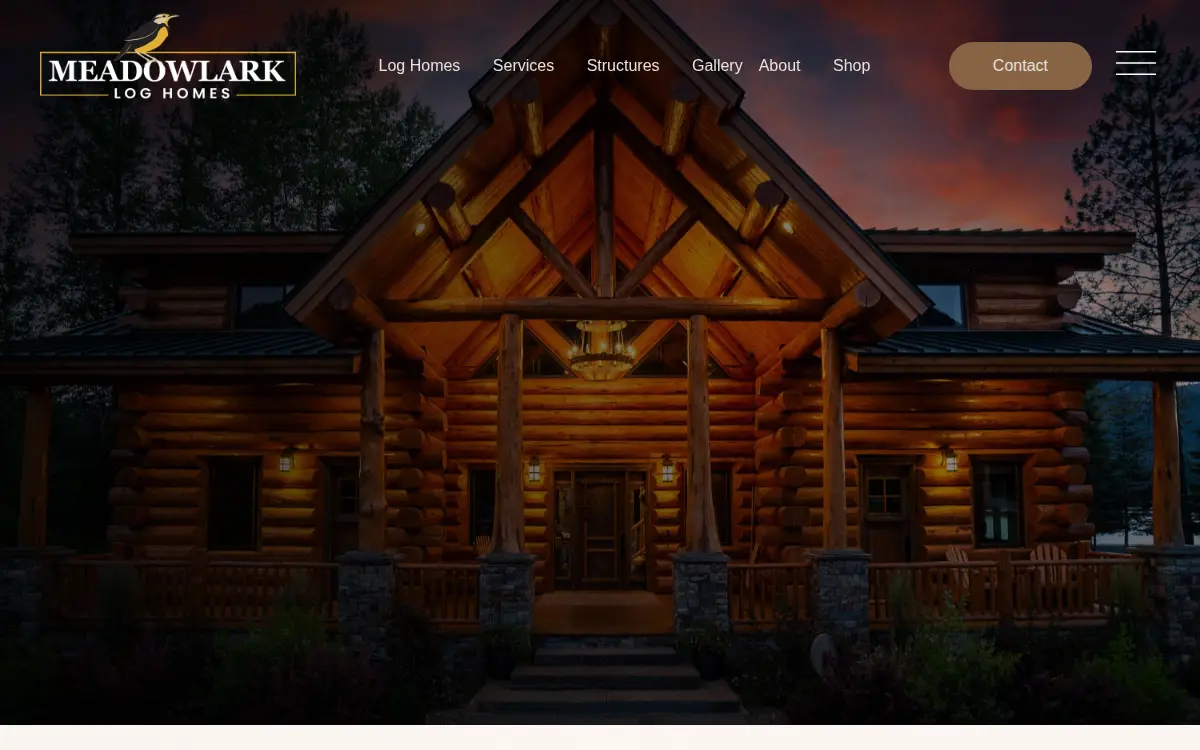 Homepage of Meadowlark Log Homes INC.