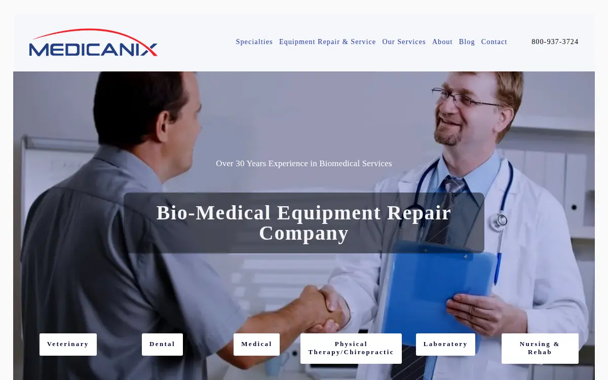 Homepage of Medicanix, INC.