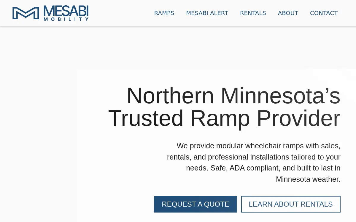Homepage of Mesabi Mobility LLC