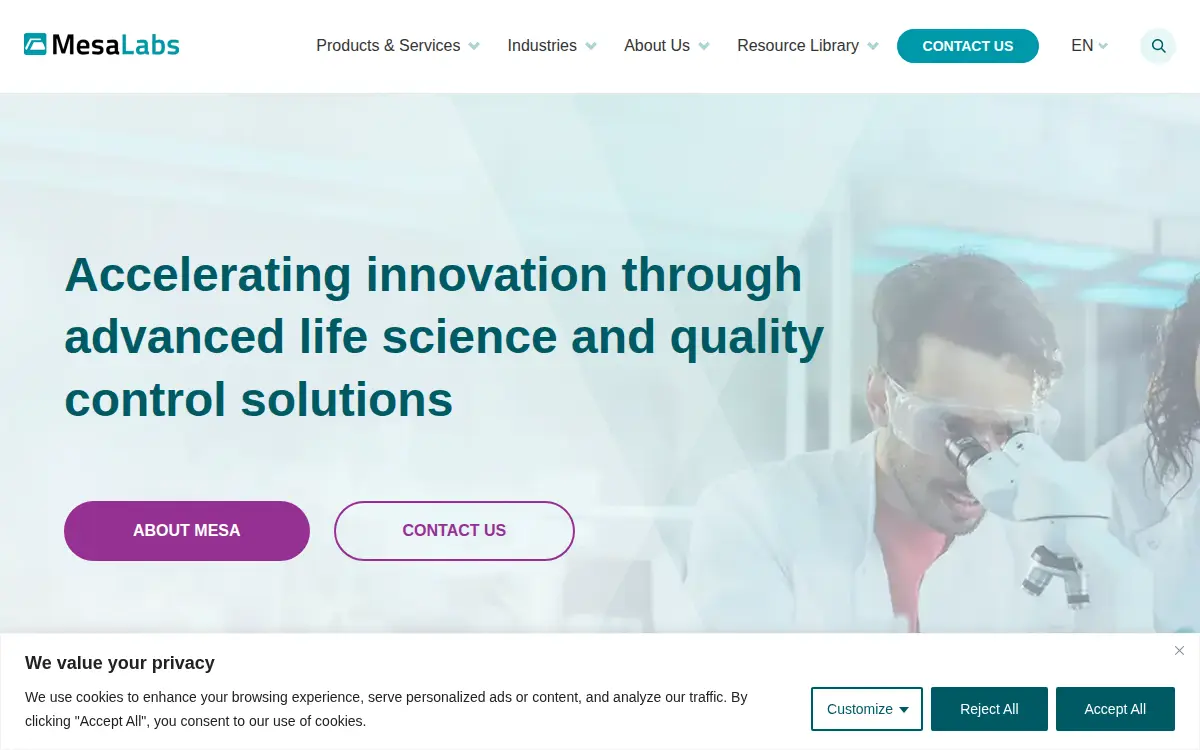 Homepage of Mesa Laboratories INC