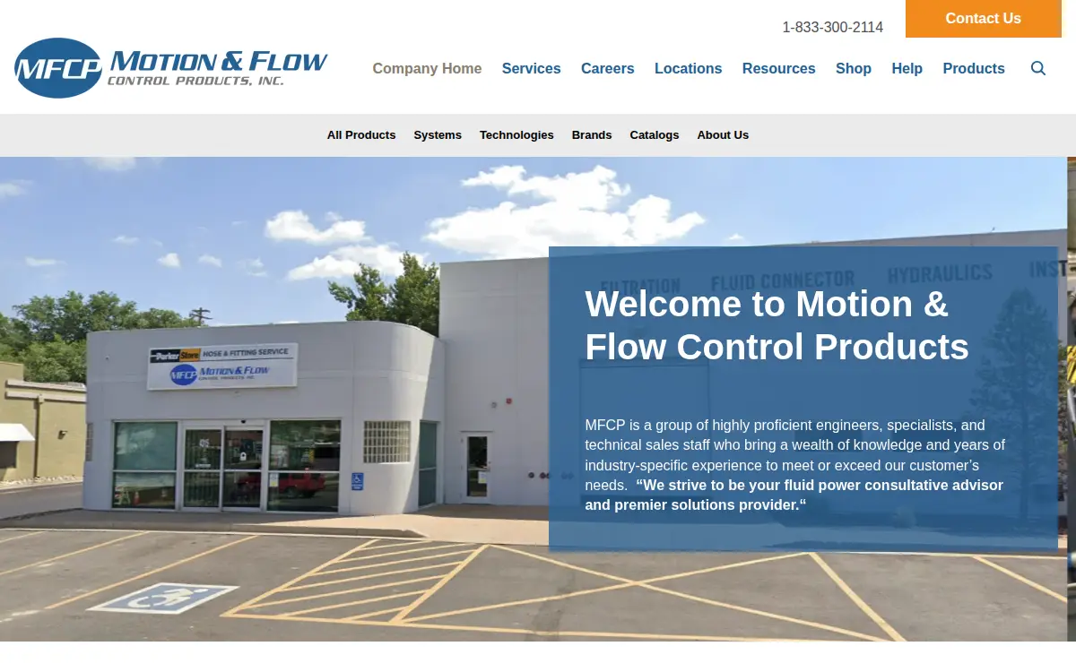 Homepage of Motion and Flow Control Products, INC.