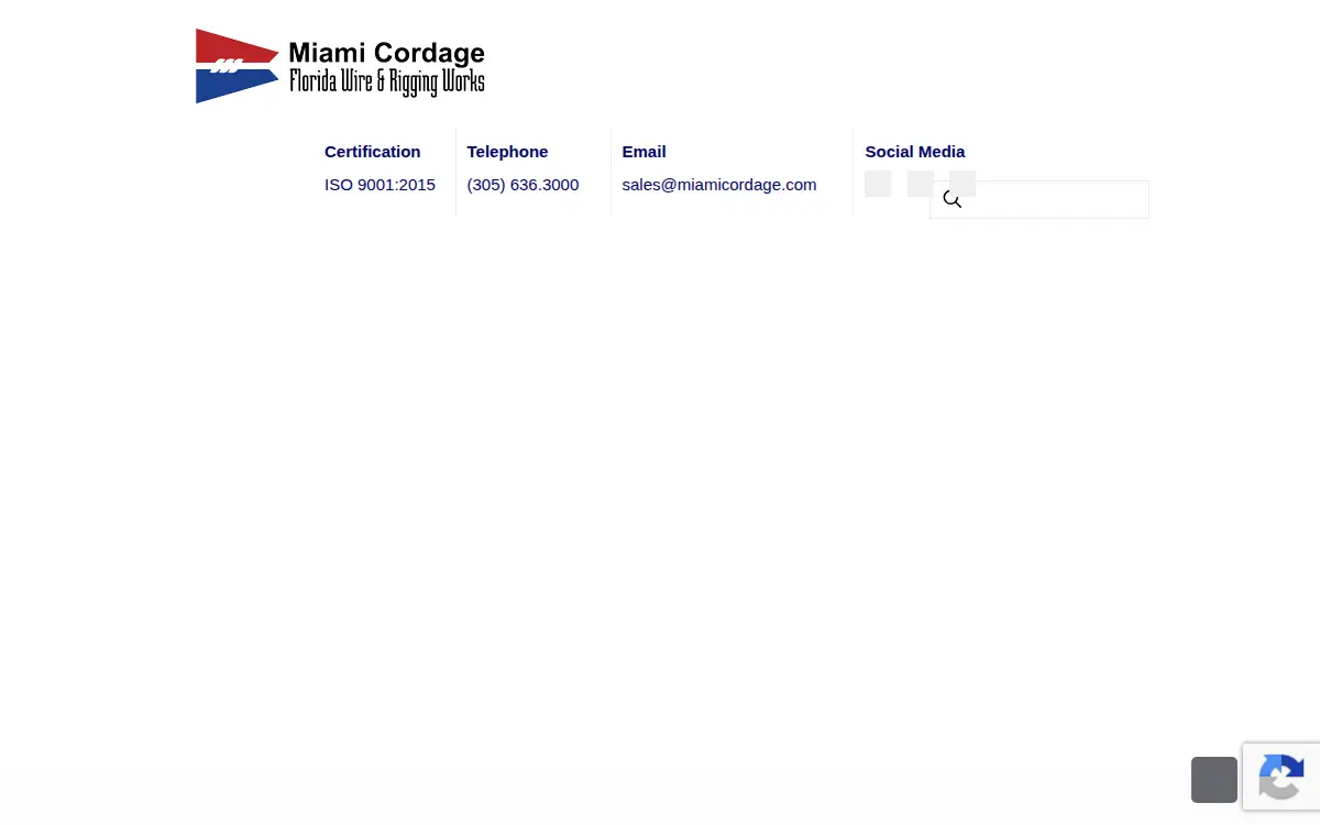 Homepage of Miami Cordage, LLC.