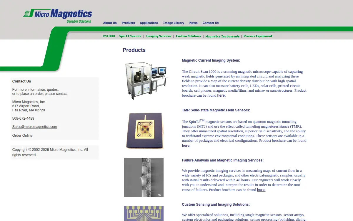 Homepage of Micro Magnetics, INC