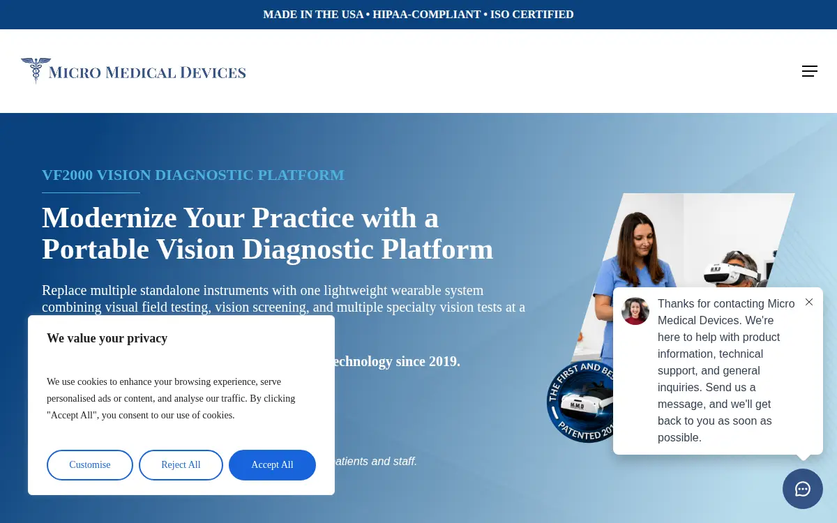 Homepage of Micro Medical Devices, INC.
