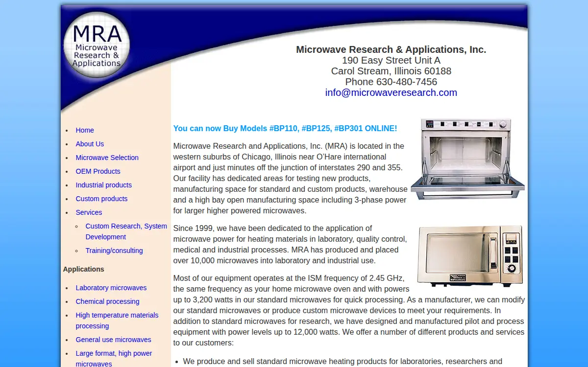 Homepage of Microwave Research & Applications, INC.