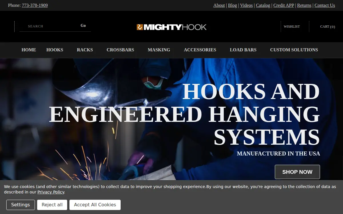 Homepage of Mighty Hook, INC.