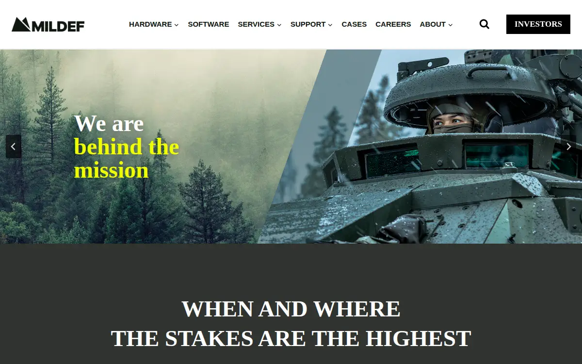 Homepage of Mildef, INC.