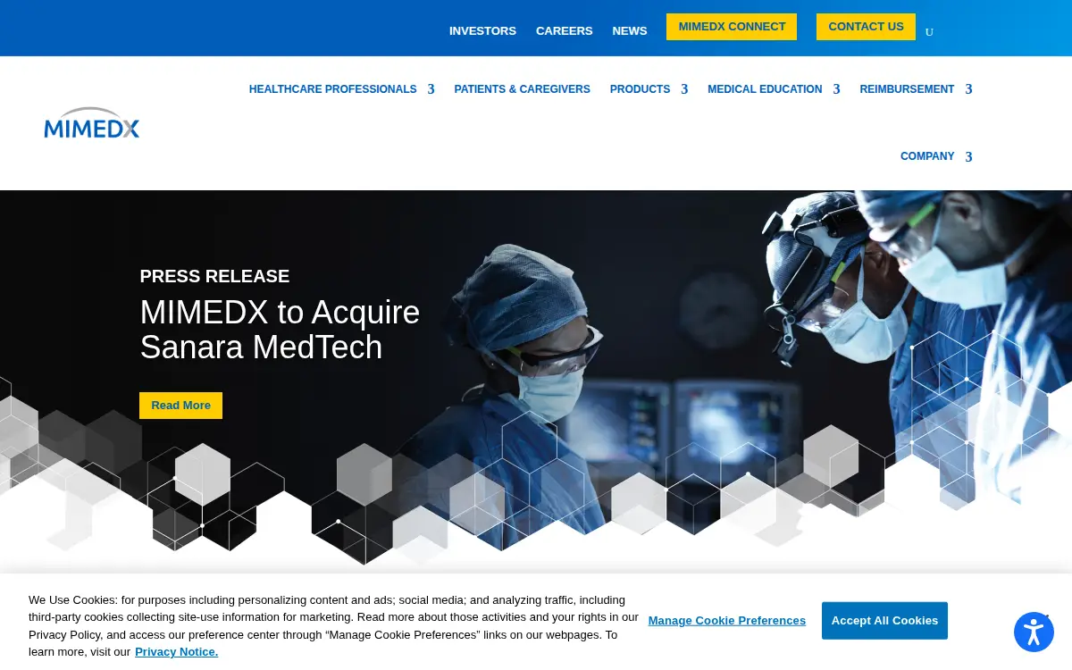 Homepage of Mimedx Group, INC.