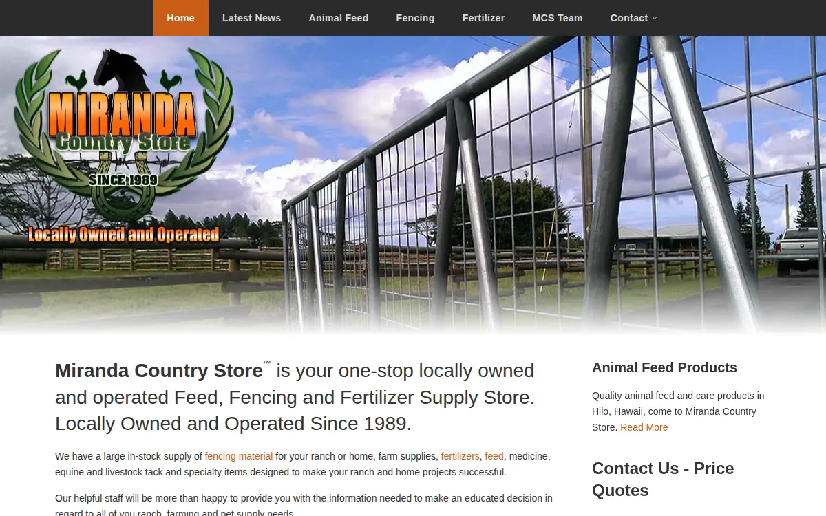 Homepage of Miranda Country Store, INC.