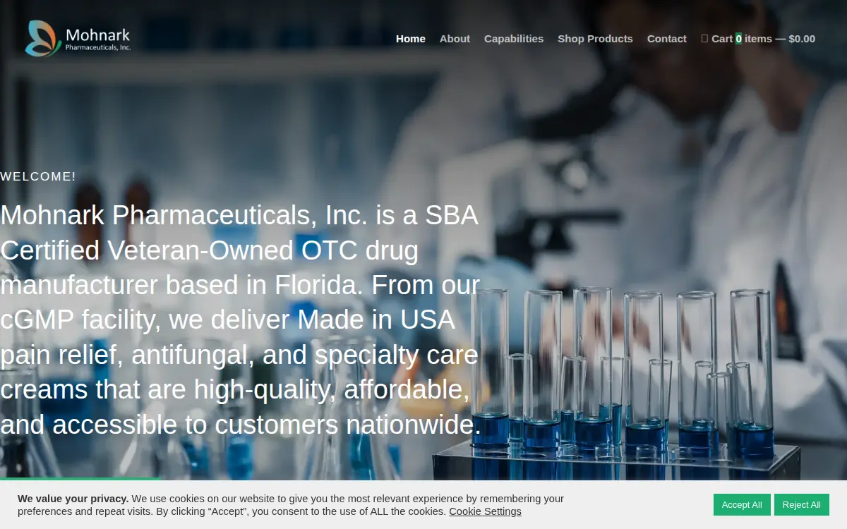 Homepage of Mohnark Pharmaceuticals INC