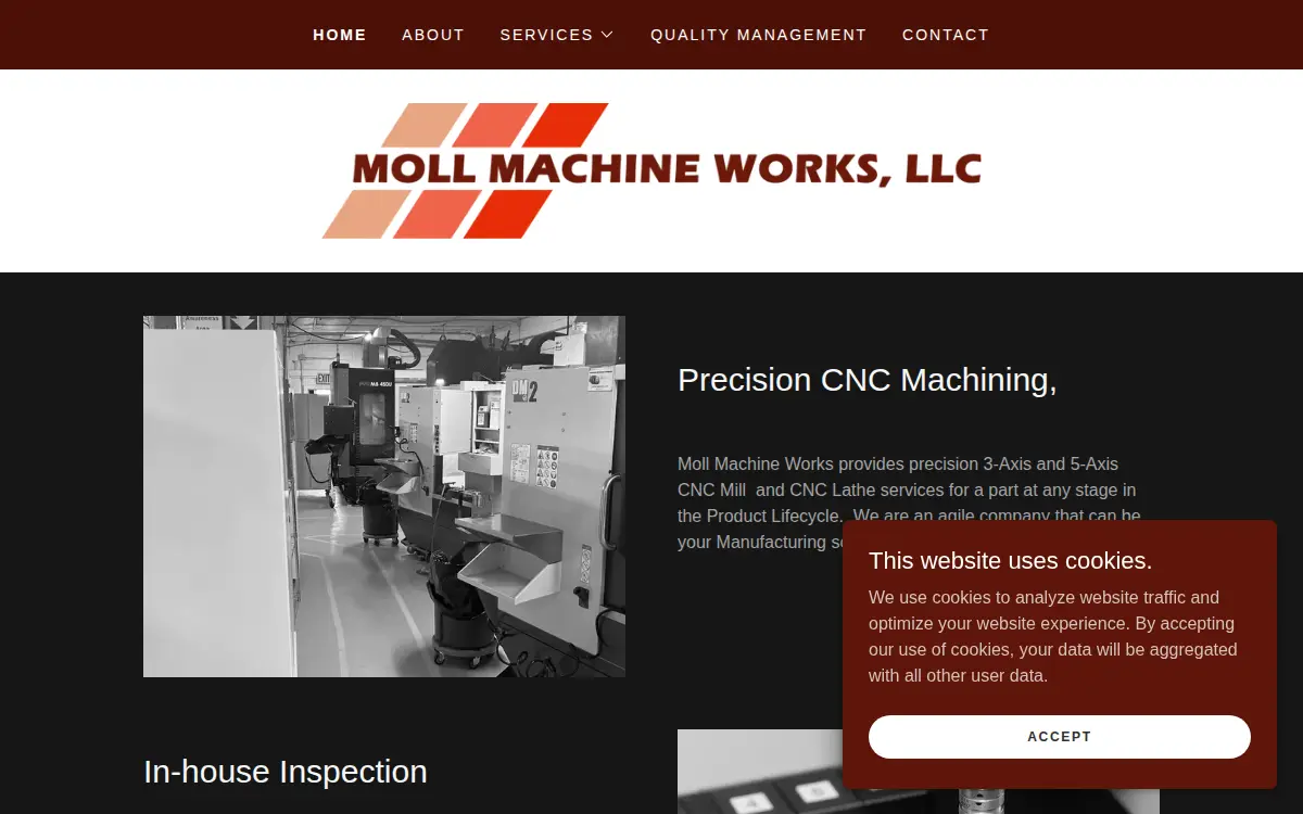 Homepage of Moll Machine Works, LLC.