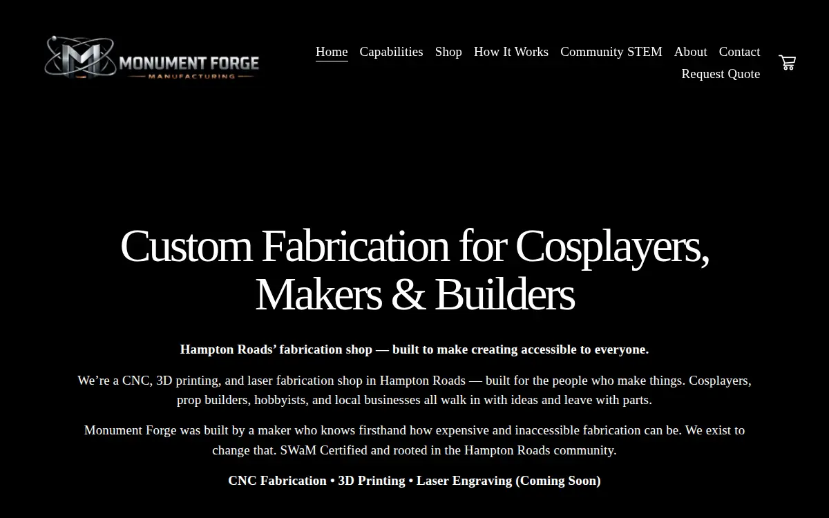 Homepage of Monument Forge Manufacturing LLC