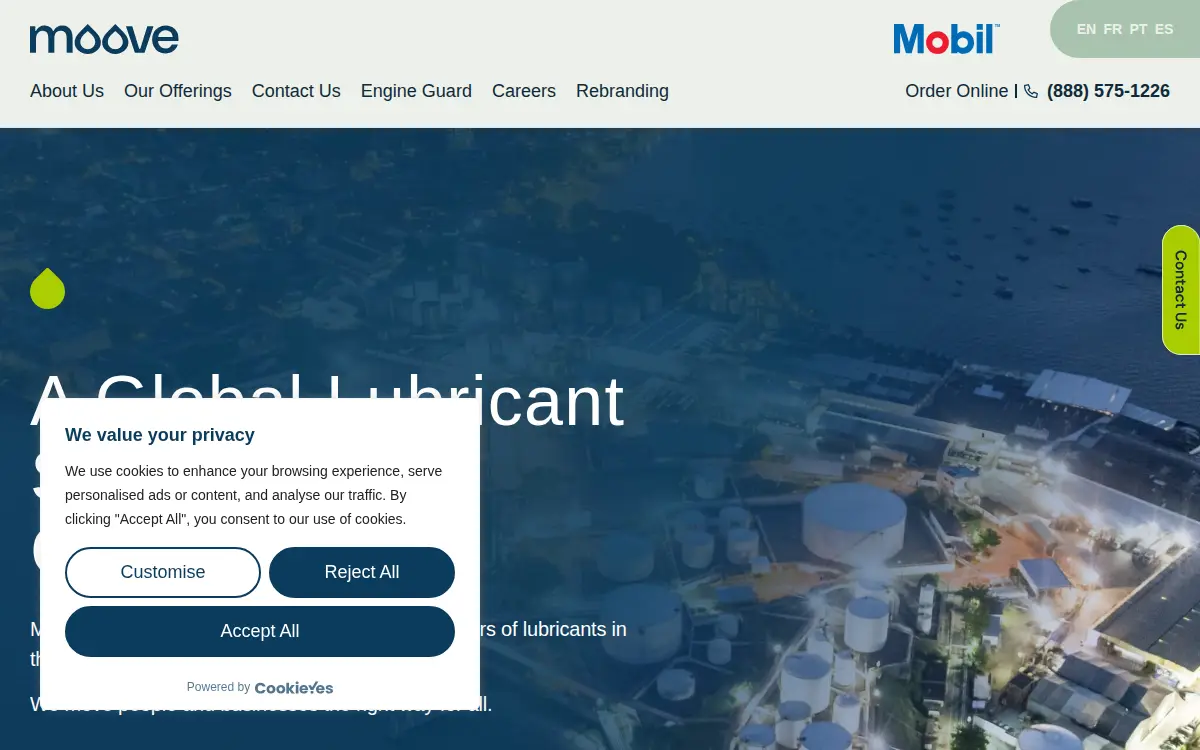 Homepage of Moove NA Distribution LLC