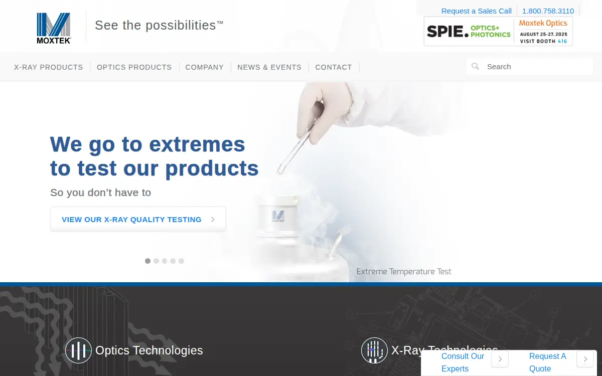 Homepage of Moxtek, INC.
