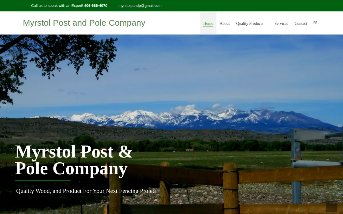Homepage of Myrstol Post and Pole Company