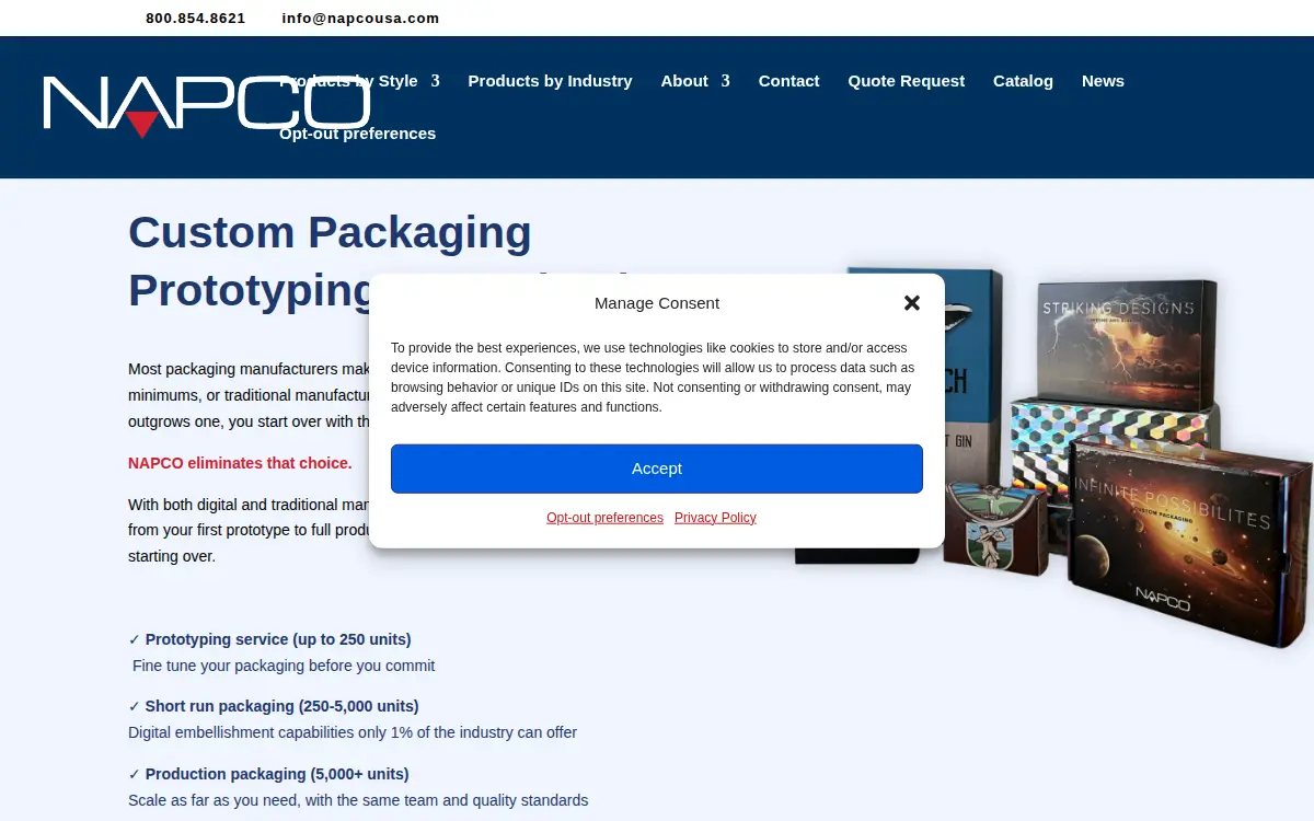 Homepage of Napco, INC.