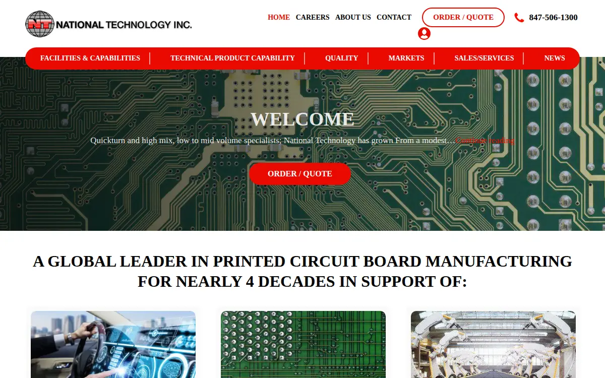 Homepage of National Technology, INC.