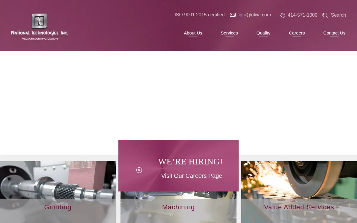 Homepage of National Technologies, INC