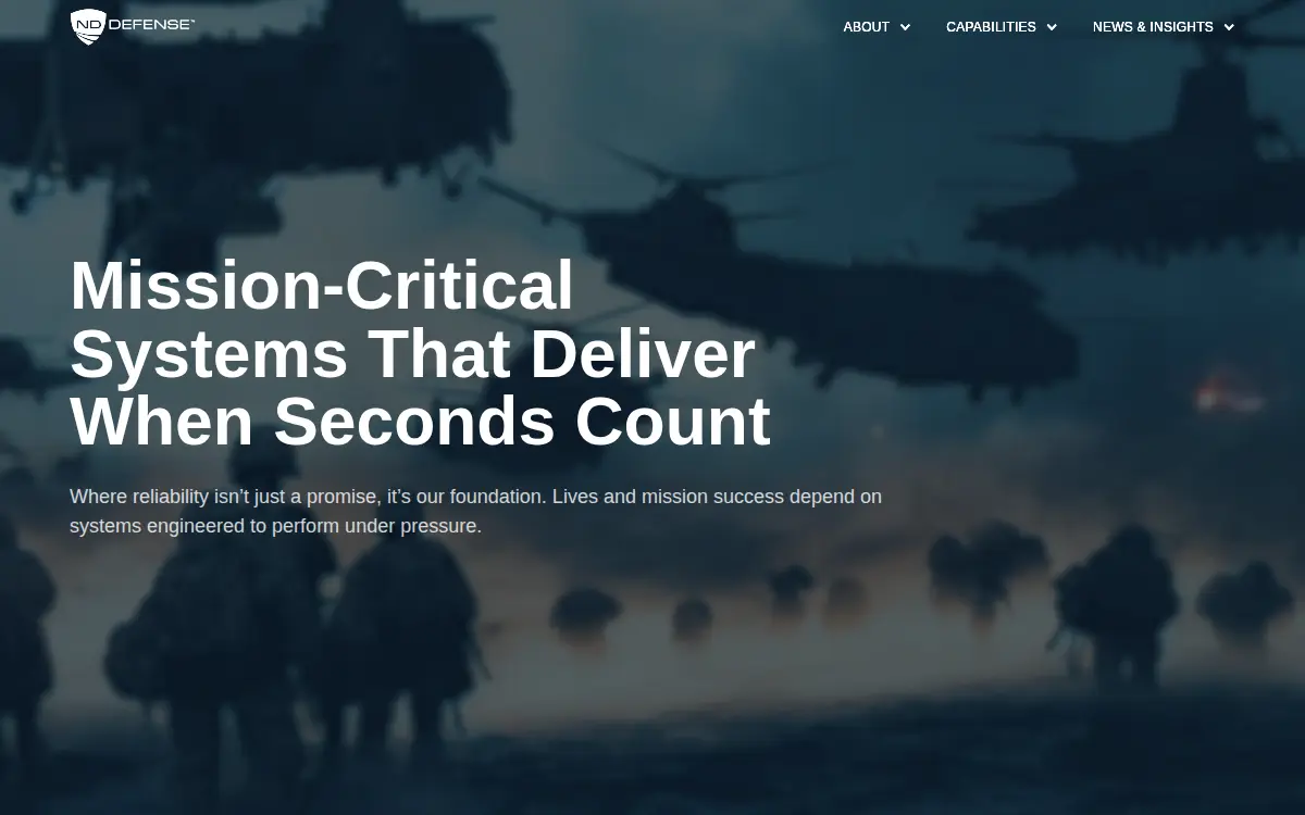 Homepage of Nd Defense LLC