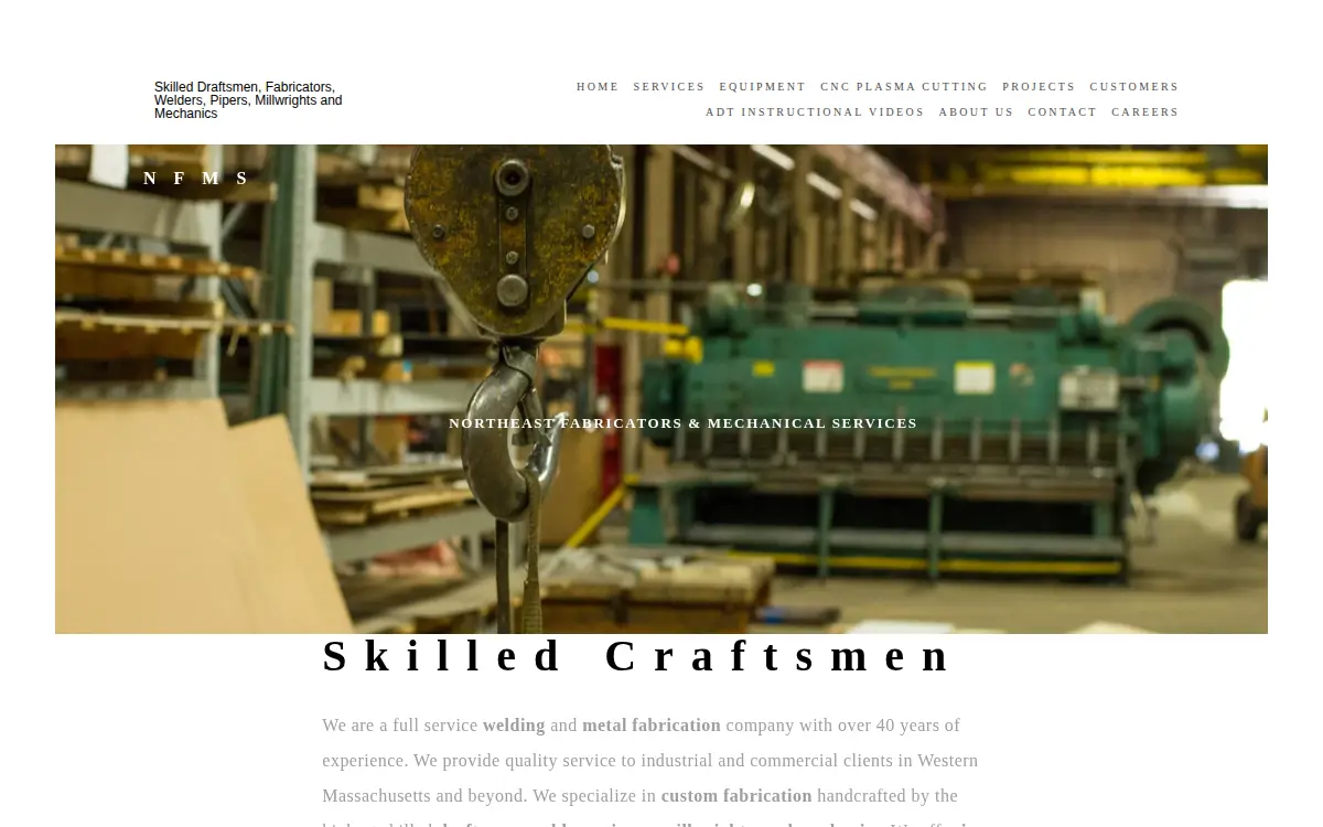 Homepage of Northeast Fabricators & Mechanical Services, LLC