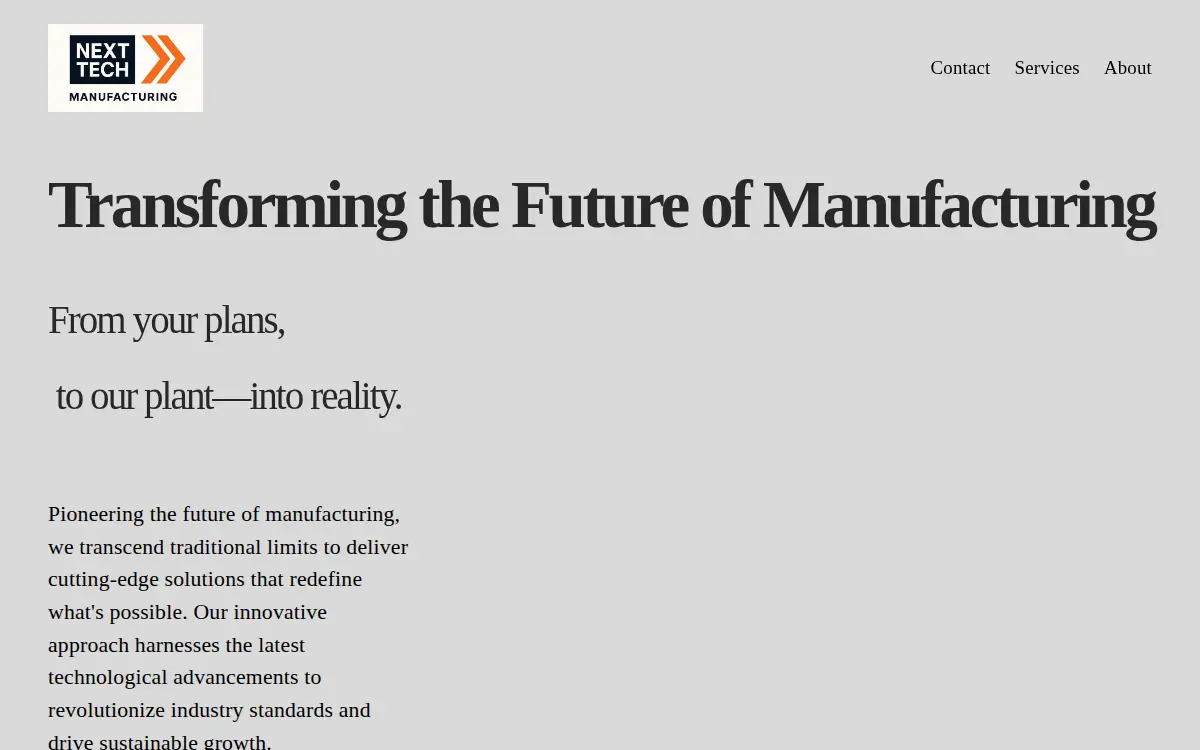 Homepage of Next Tech Manufacturing INC.