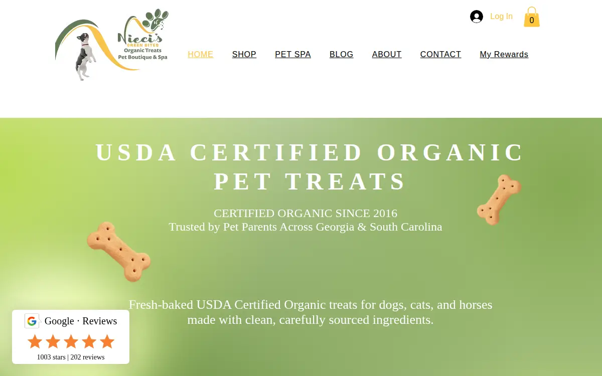 Homepage of Nieci's Green Bites, LLC
