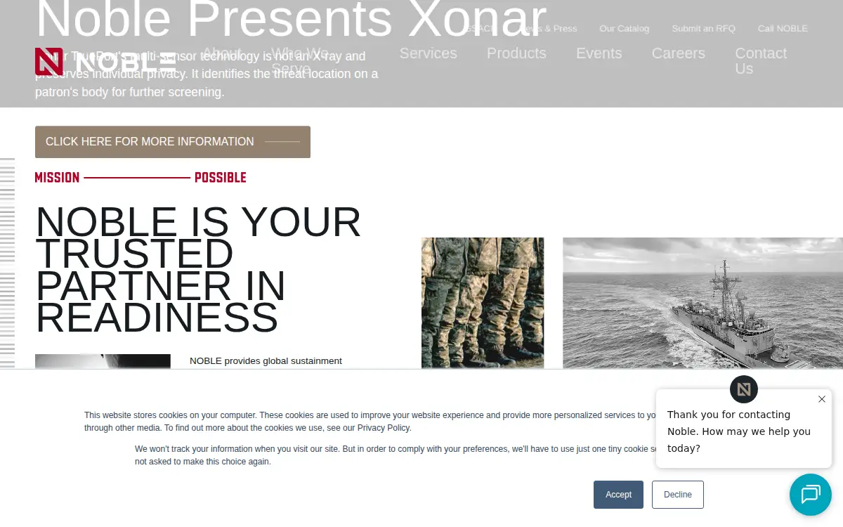 Homepage of Noble Supply & Logistics, LLC