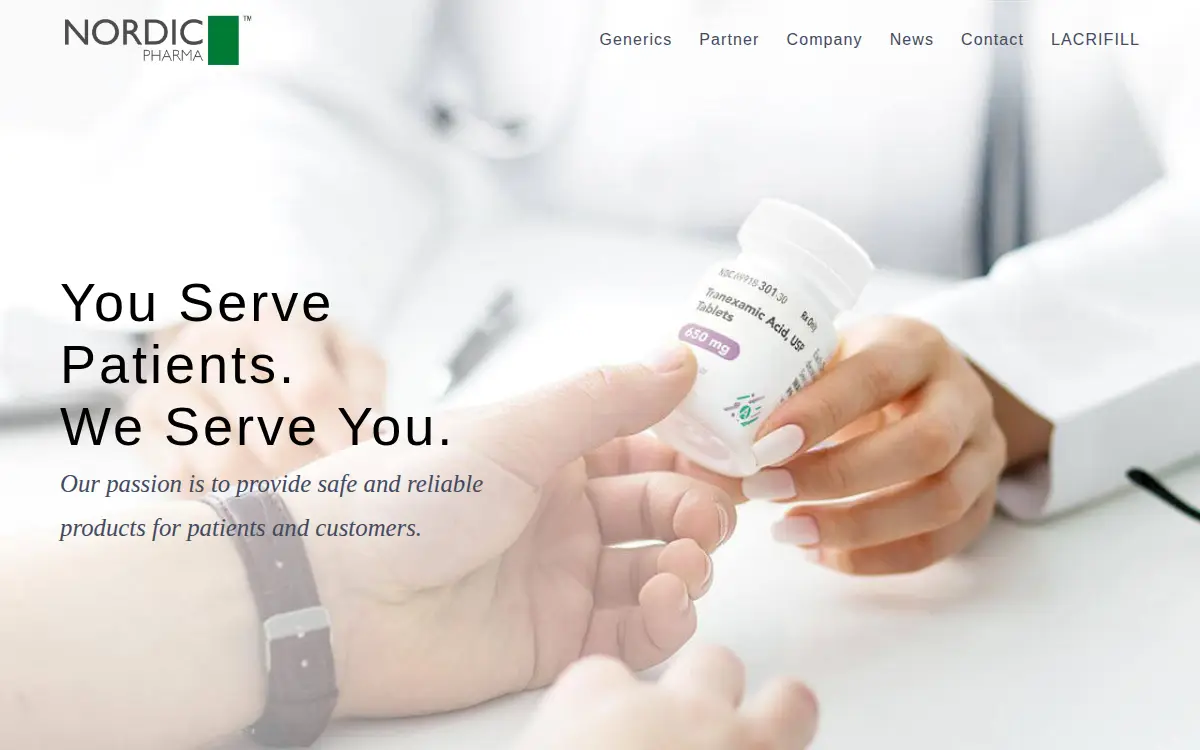 Homepage of Nordic Pharma, INC.