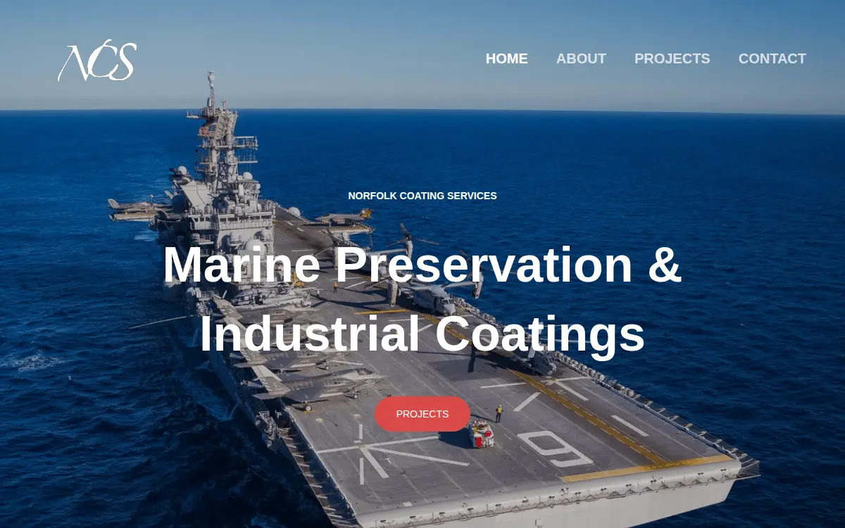 Homepage of Norfolk Coating Services LLC