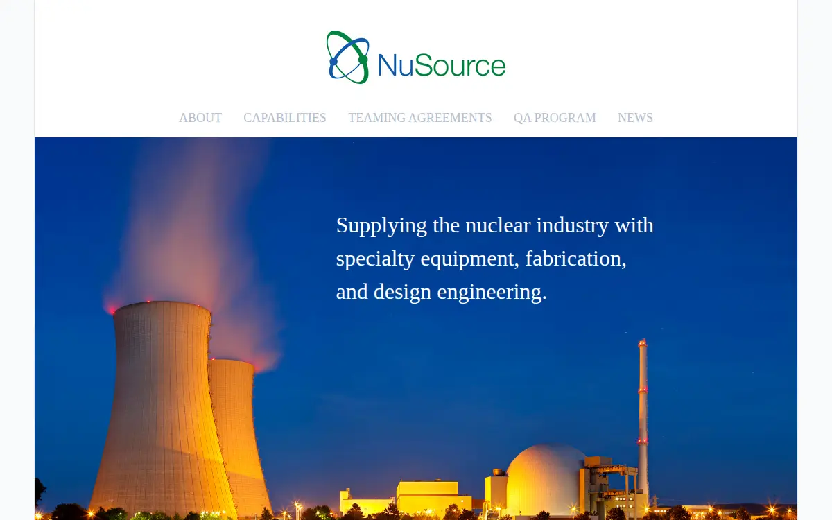 Homepage of Nusource, LLC