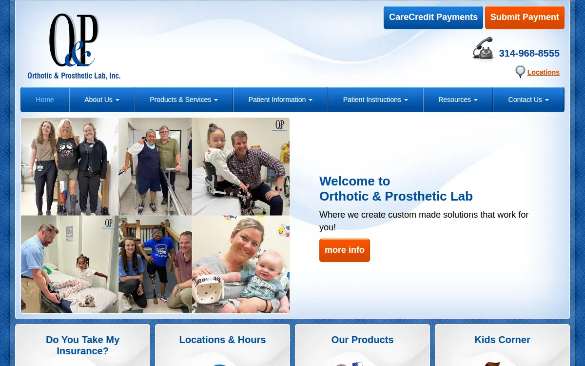Homepage of Orthotic & Prosthetic Lab INC