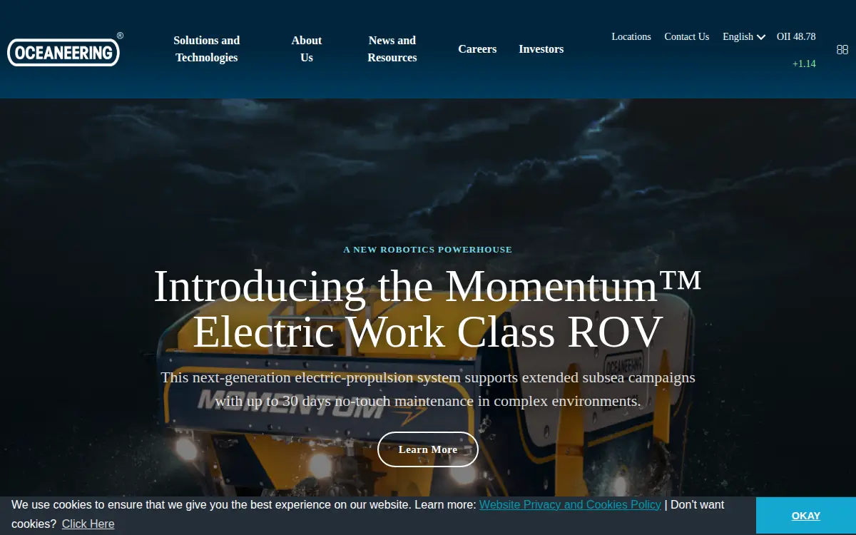 Homepage of Oceaneering International INC