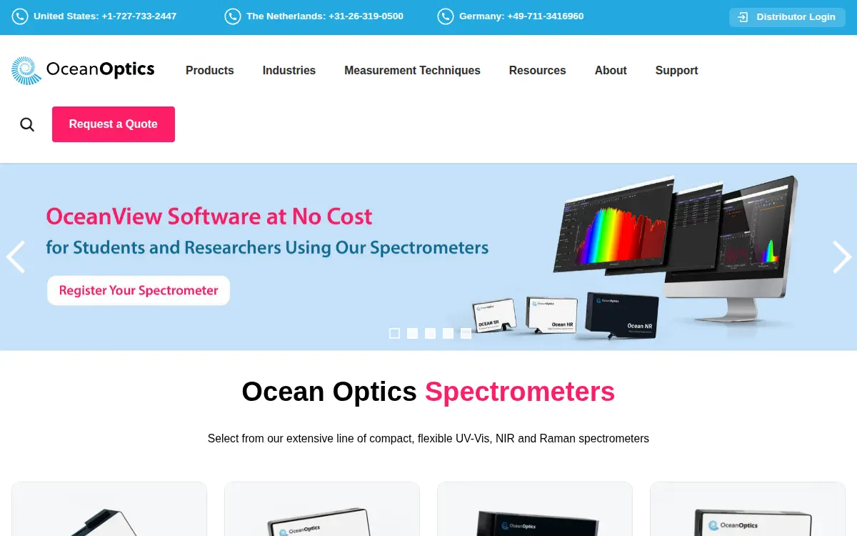 Homepage of Ocean Optics INC