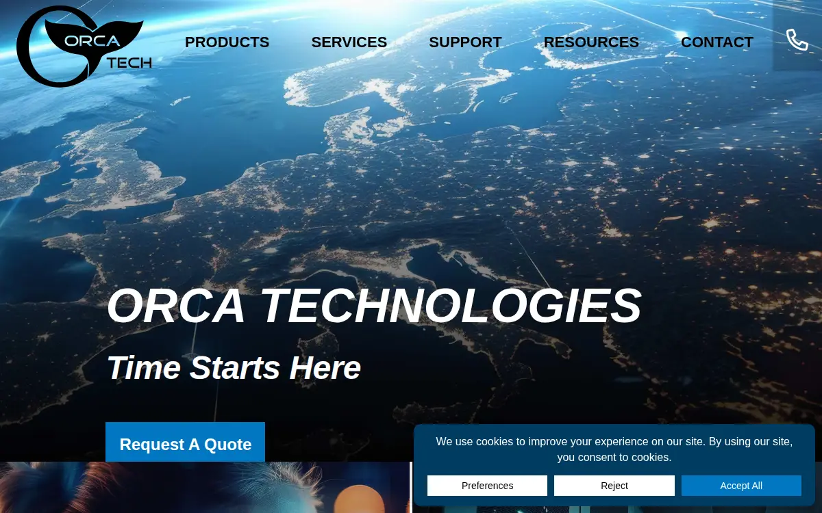 Homepage of Orca Technologies LLC