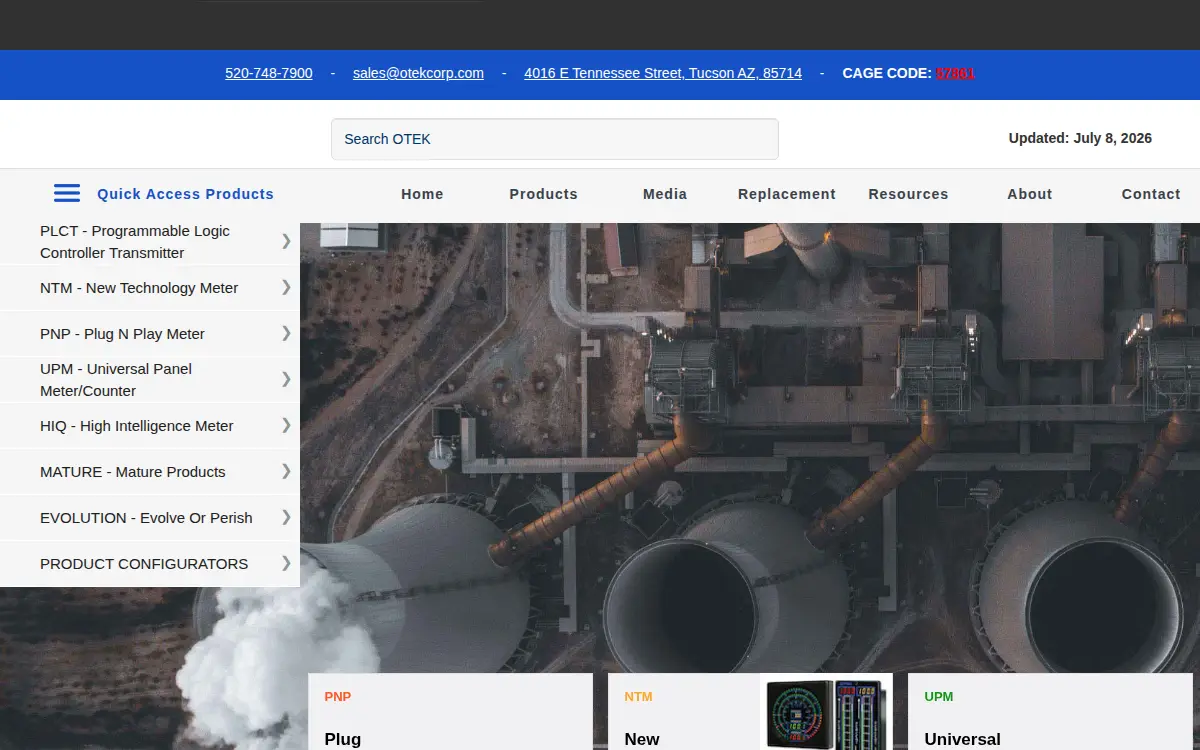 Homepage of Otek CORP