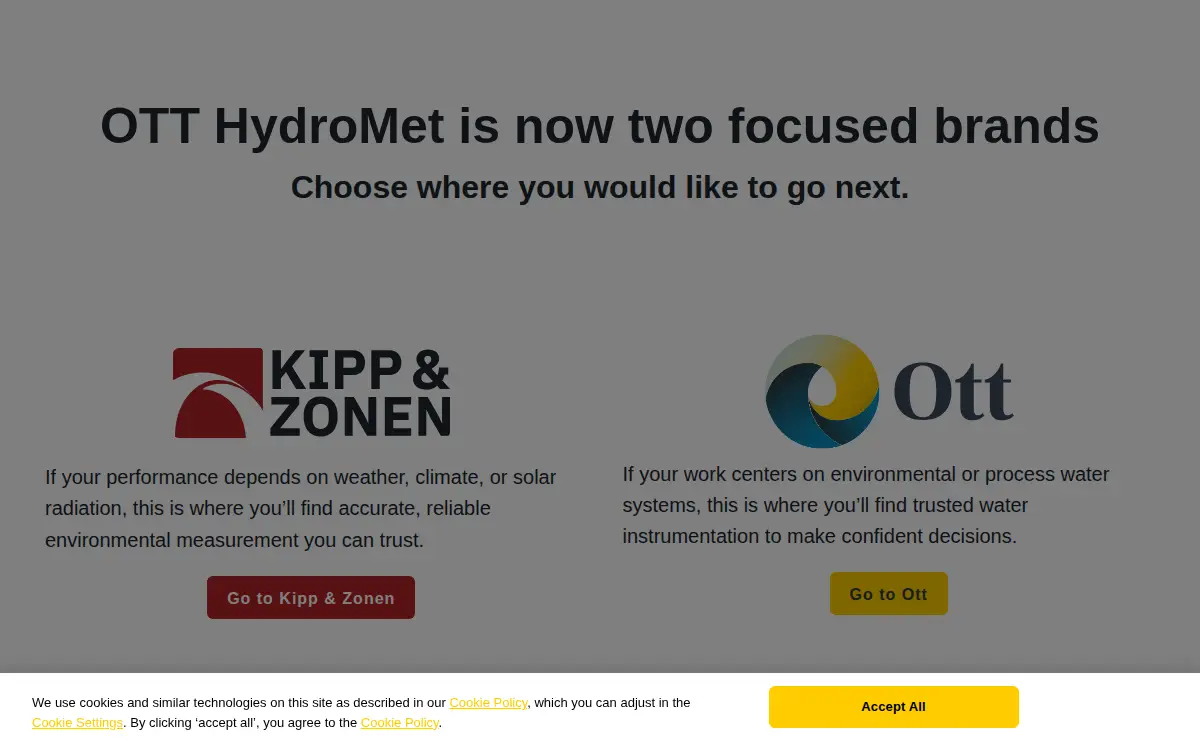 Homepage of Ott Hydromet CORP