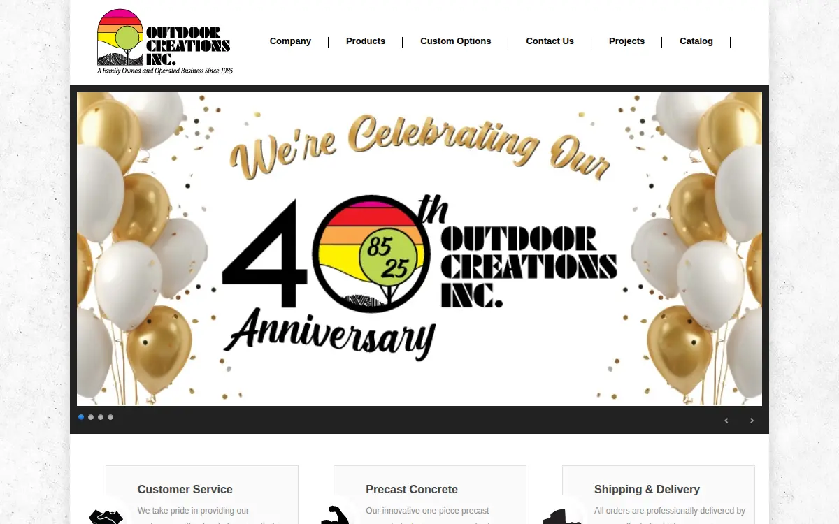 Homepage of Outdoor Creations, INC.