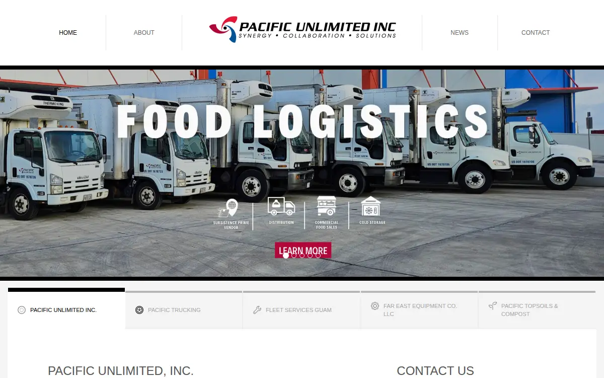 Homepage of Pacific Unlimited INC.