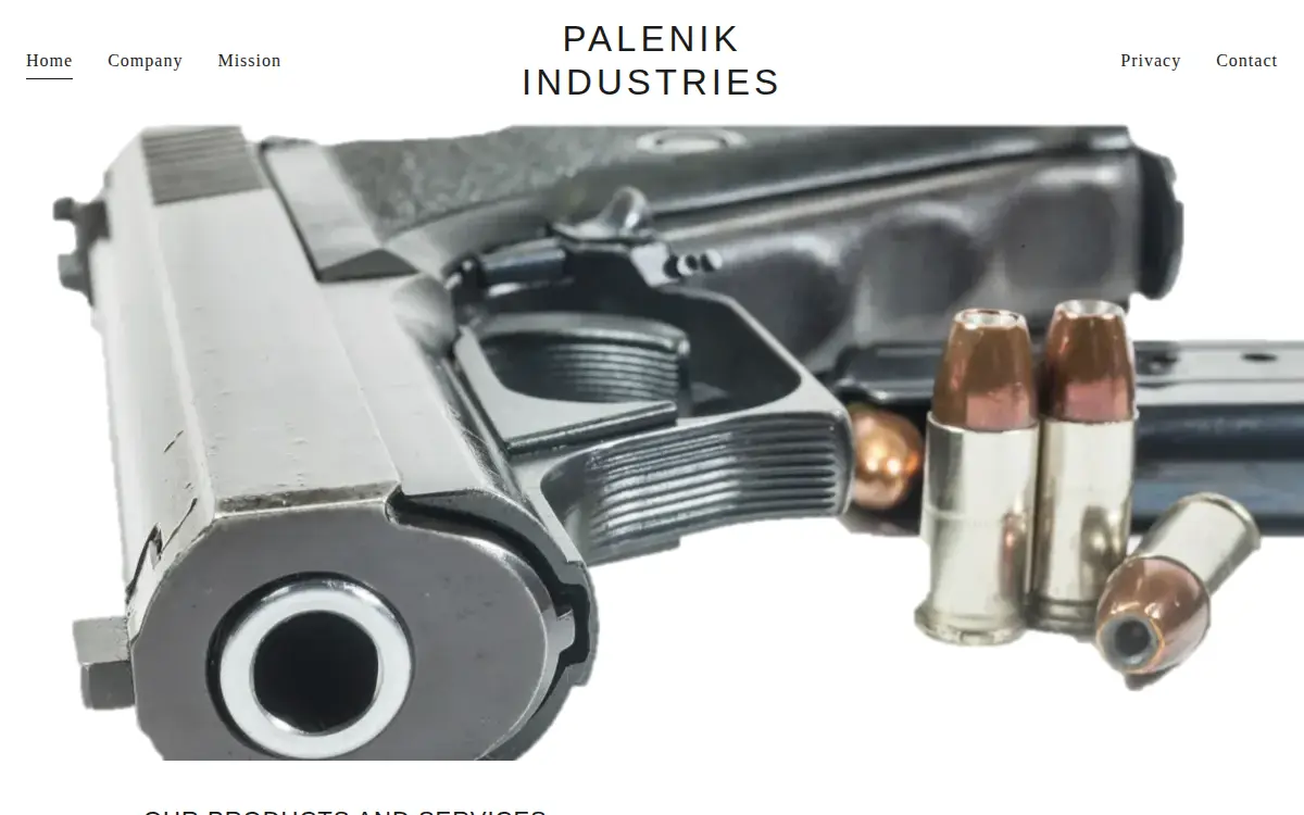 Homepage of Palenik Industries LLC