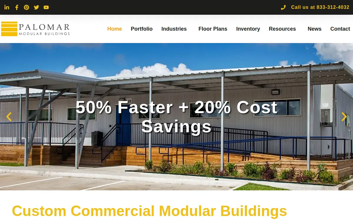 Homepage of Palomar Modular Buildings LLC
