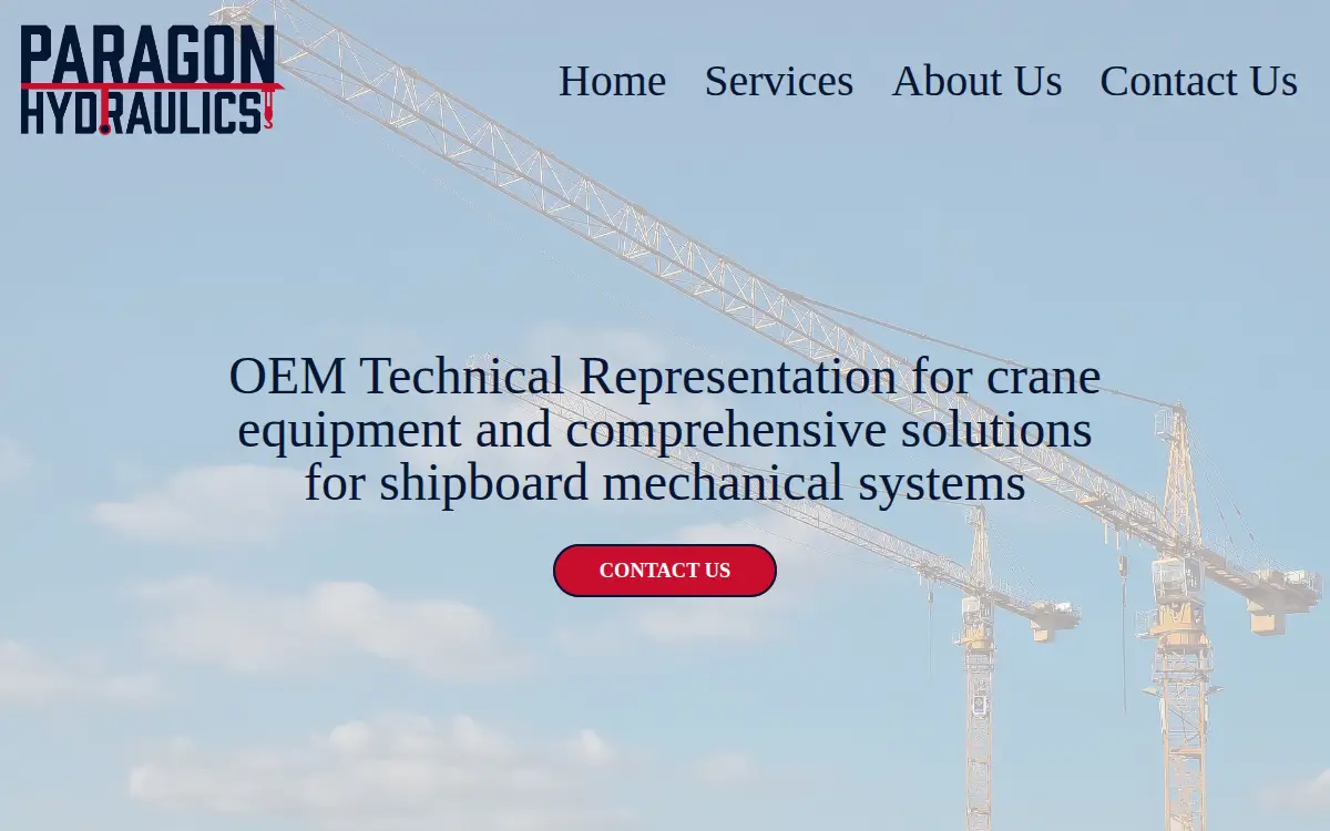 Homepage of Paragon Hydraulics LLC