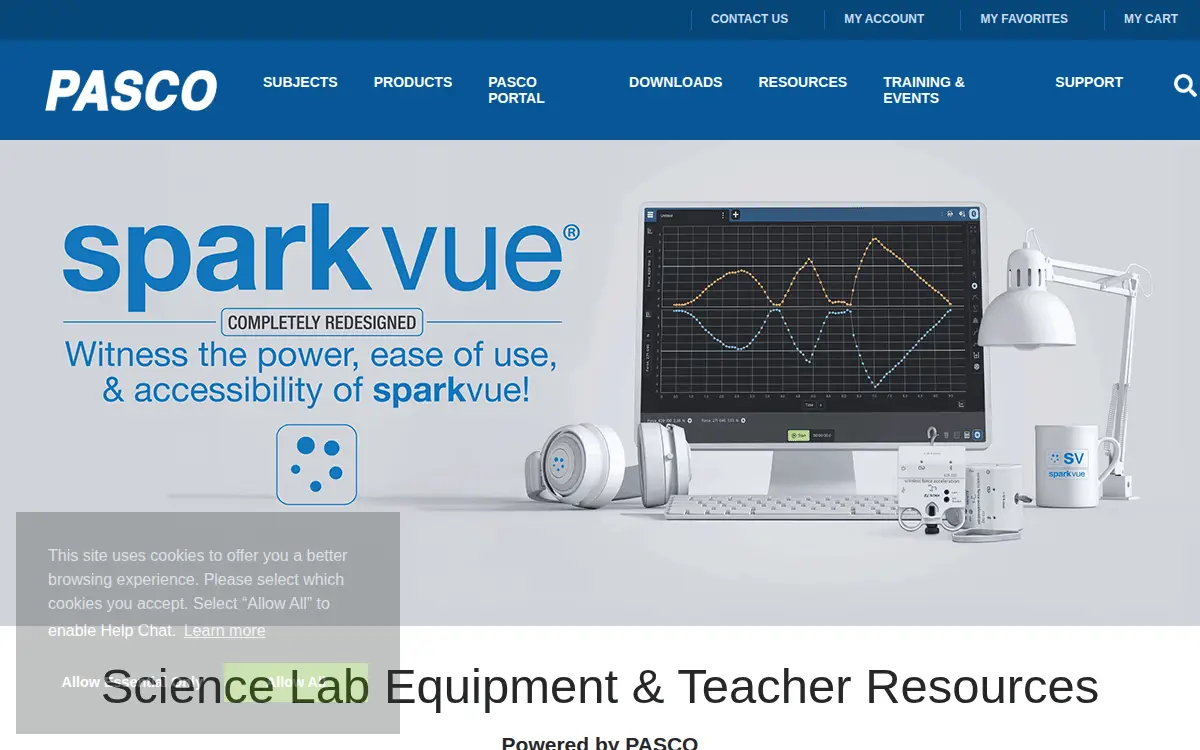 Homepage of Pasco Scientific