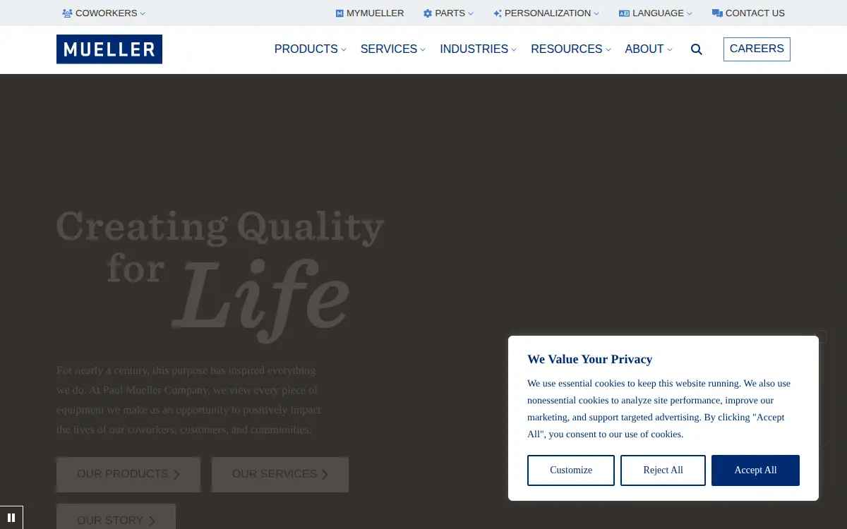 Homepage of Paul Mueller Company