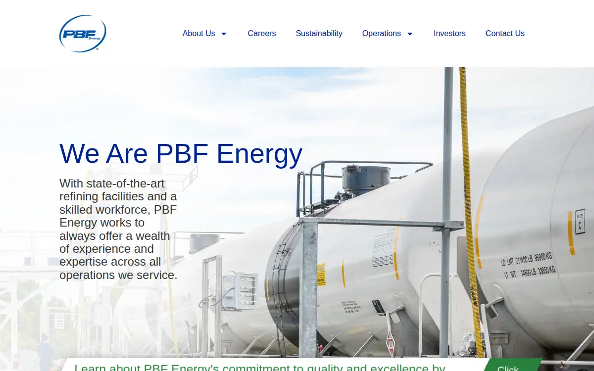 Homepage of Pbf Holding Company LLC